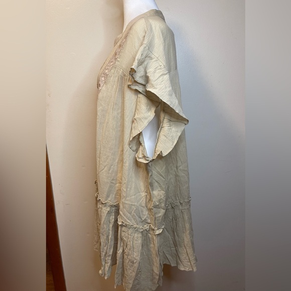 Cato Women’s Plus Summer Beach Swim Coverup Tan High-Low Hem Short Sleeve 26/28 - Picture 4 of 14